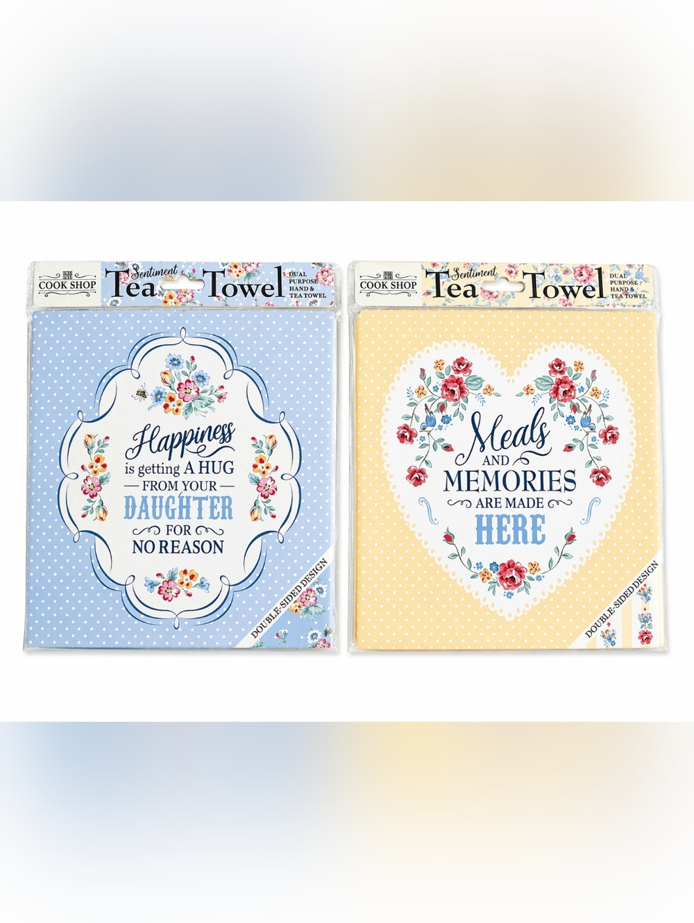 Set of 2 Sentiment Tea Towels Floral Cottagecore Kitchen Decor Gift